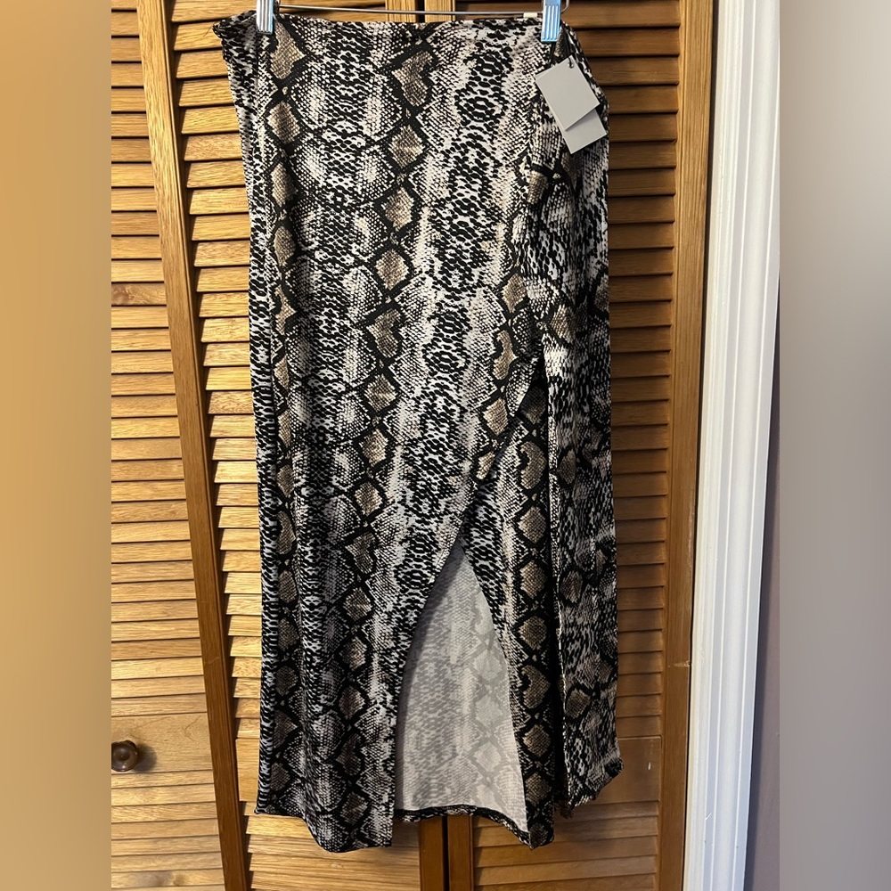Byegreis Elegant Snake Print Wrap Skirt